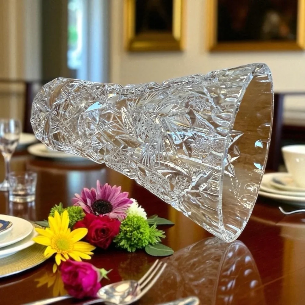 Elegant Bohemian Cut Crystal Vase